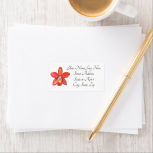 Orange Orchid Address Labels Adressaufkleber