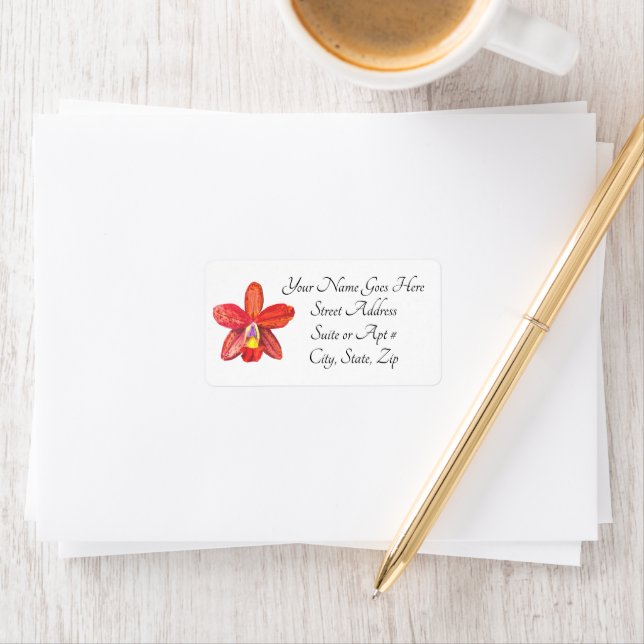 Orange Orchid Address Labels Adressaufkleber (Insitu)