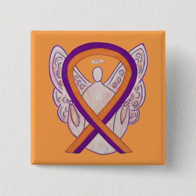 Orange & Orchid Angel Awareness Ribbon Custom Butt Button (Vorderseite)