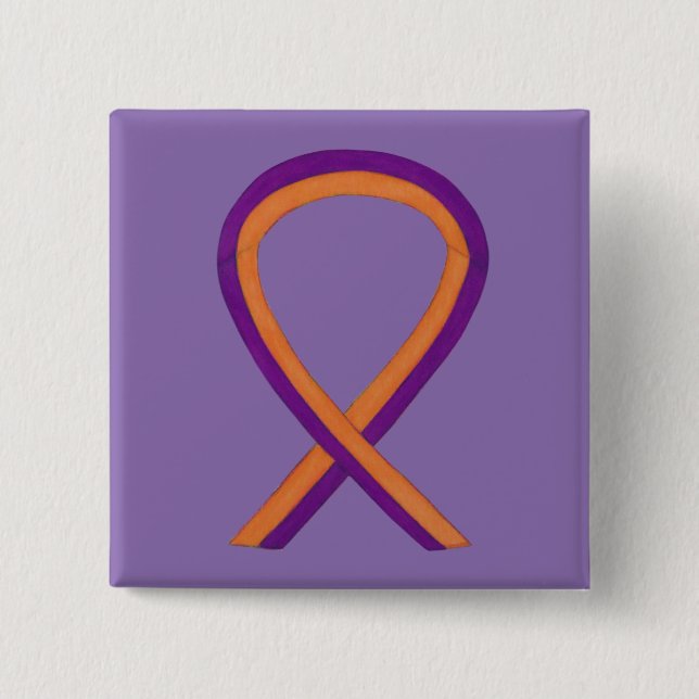 Orange & Orchid Awareness Ribbon Custom Buttons (Vorderseite)