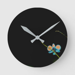 Orange Orchid Wall Clock Runde Wanduhr