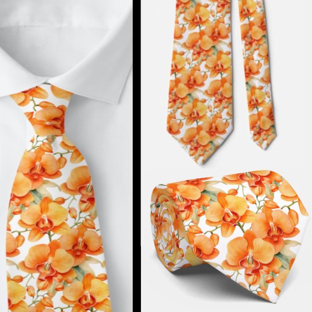 Orange Orchids Herbstfarben Krawatte (Von Creator hochgeladen)