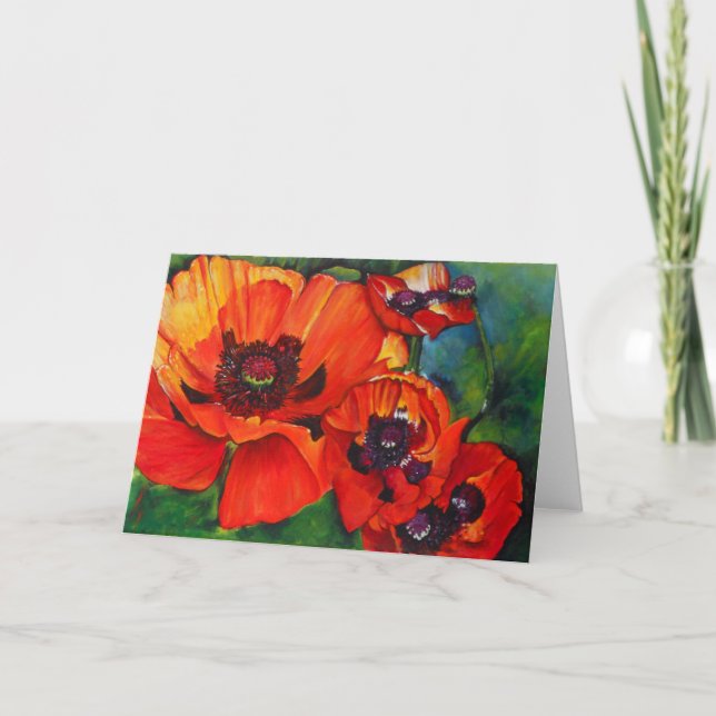 Orange Oriental Poppies Malerei Karte (Vorderseite)