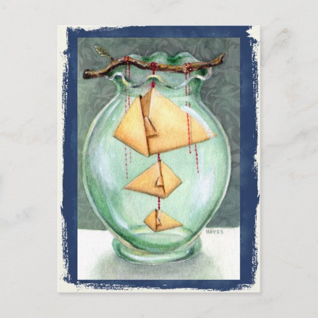 Orange Origami Fish Postkarte (Vorderseite)