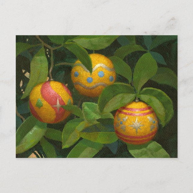 Orange Ornamente Weihnachtspostkarte Feiertagspostkarte (Vorderseite)