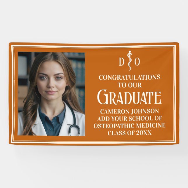Orange Osteopathic Medical School Graduation Party Banner (Horizontal)