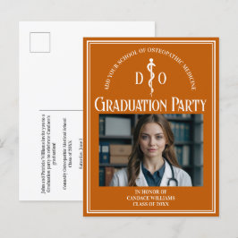 Orange Osteopathic Medical School Graduation Party Einladungspostkarte