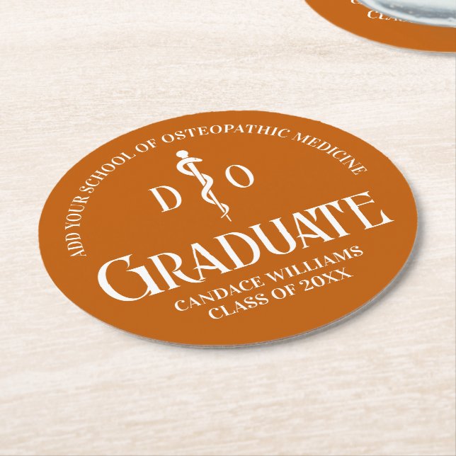 Orange Osteopathic Medical School Graduation Party Runder Pappuntersetzer (Angewinkelt)