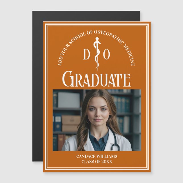 Orange Ostéopathie Médicale School Graduate Magnet (Devant / Derrière)