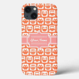 Orange Owl Coral Personalisiert Name Case-Mate iPhone Hülle