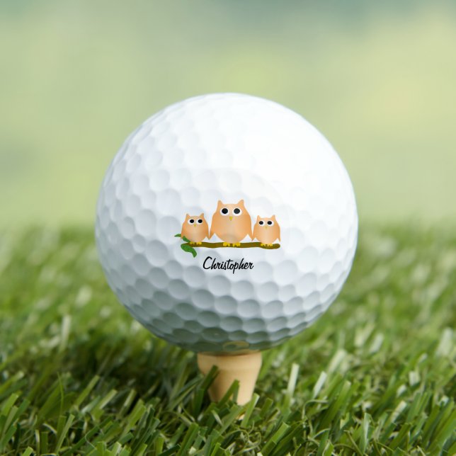 Orange Owl Design Personalisiert Golfball (Insitu T-Shirt)