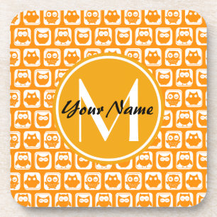 Orange Owls Custom Monogram Untersetzer