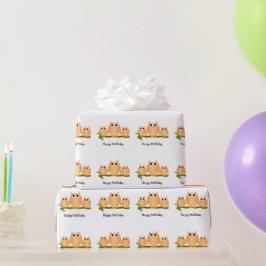 Orange Owls Design Geburtstagsgeschenk Geschenkpapier