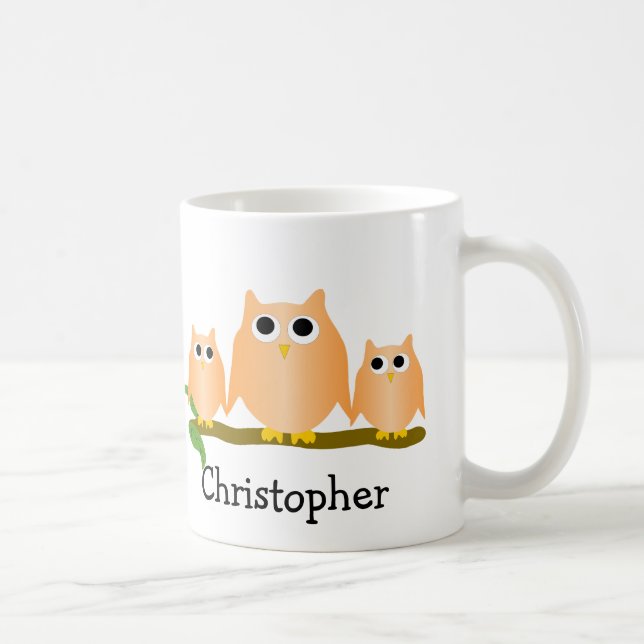 Orange Owls Design Personalisiert Kaffeetasse (Rechts)
