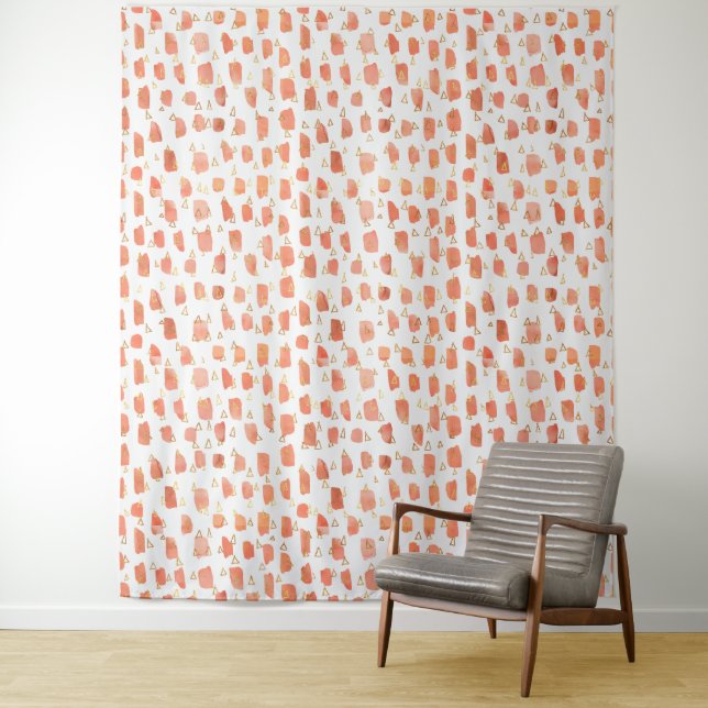 Orange Paint Dots Gold Dreiecke Muster Wandteppich (Beispiel)