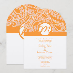 Orange Paisley Faire-part de mariage