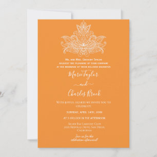 Orange Paisley Indian Wedding Einladung