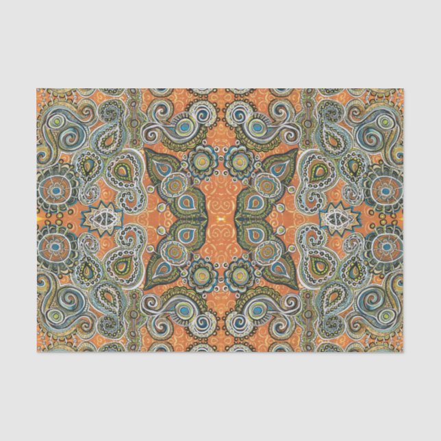 orange Paisley-MusterSeidenpapier Seidenpapier (Vorderseite)