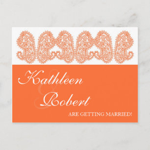 Orange Paisley Save the Date Postkarten
