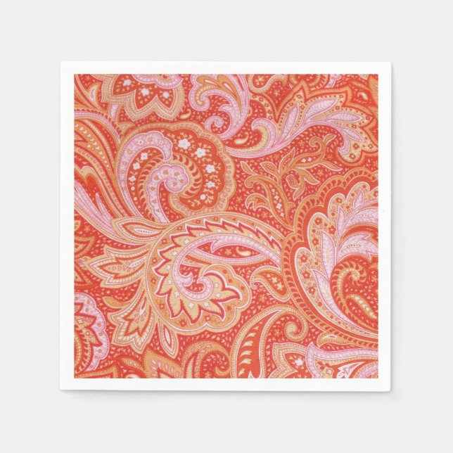 Orange Paisley Serviette (Vorderseite)