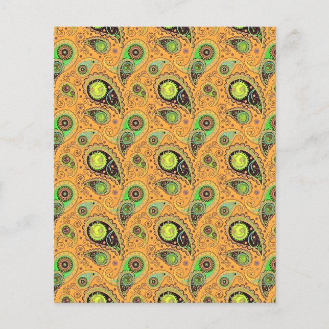 Orange Paisley Srapbook Hintergrundpapier (Vorderseite)