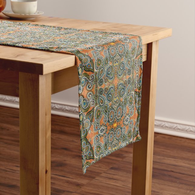 orange Paisley-Tabellenläufer Kurzer Tischläufer (Beispiel)