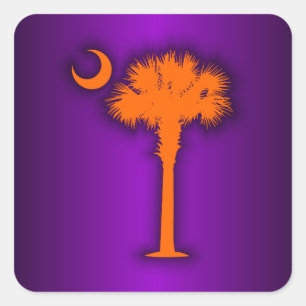 Orange Palmetto Quadratischer Aufkleber