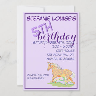 Orange Palomino Birthday III (lila) Einladung