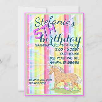 Orange Palomino Birthday III (Pastellwindstreifen) Einladung