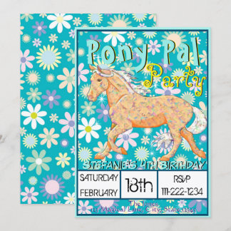 Orange Palomino Geburtstag II (weiche grüne Blüte) Einladung