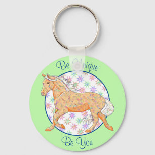 Orange Palomino Horse (rosa/grün) Schlüsselanhänger