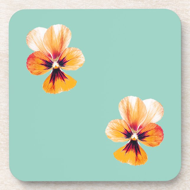 orange pansies beverage coasters getränkeuntersetzer (Vorderseite)