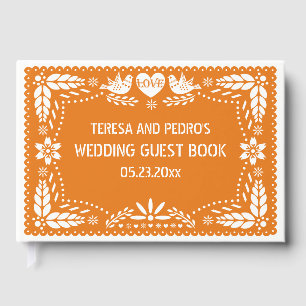 Orange papel picado inséparables livre d'or mariag