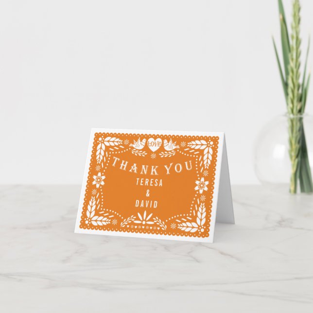 Orange Papel picado Liebhaber von Vögeln Hochzeit  Karte (Vorderseite)