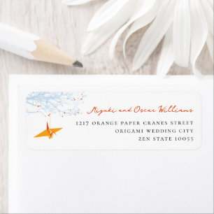 Orange Paper Crane Asian Wedding Address