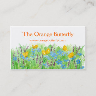 Orange Papillon Carte de visite Bleu Fleur sauvage