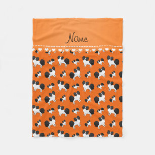 Orange Papillon Hunde mit personalisiertem Namen Fleecedecke