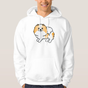 Orange Parti-Farbige Pomeranian Süße Cartoon-Hund Hoodie