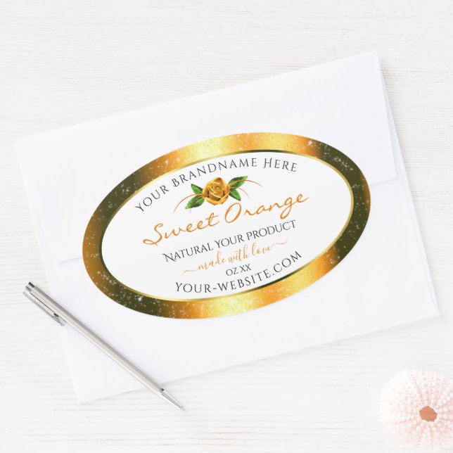 Orange Parties scintillant blanc Étiquette Rose Fl (Enveloppe)
