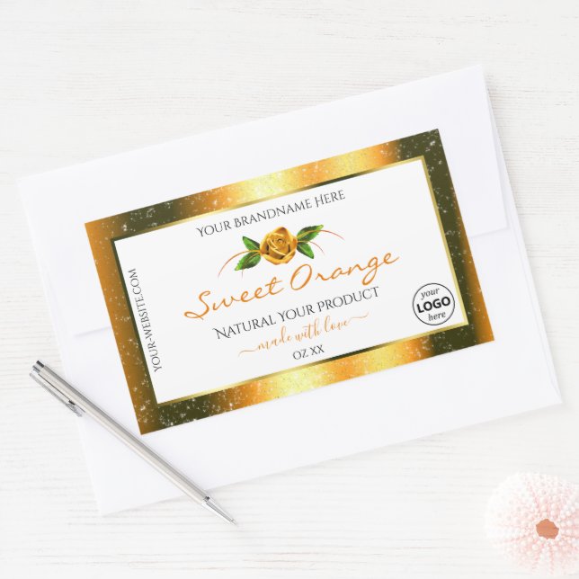 Orange Parties scintillant Blanc Produit Étiquette (Enveloppe)