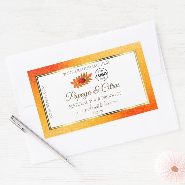Orange Parties scintillant White Produit Étiquette (Enveloppe)