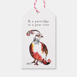 Orange Partridge Niedliche Hand-Illustrierte Adres Geschenkanhänger