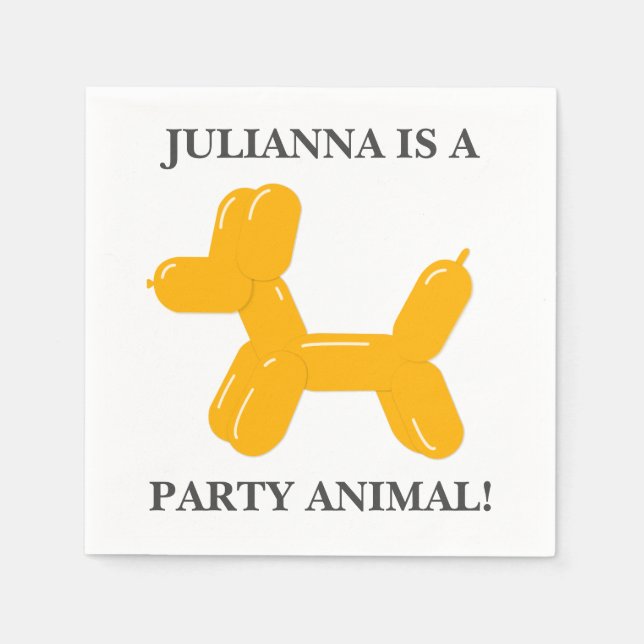 Orange Party Animal Carnival Balloon gestopfter Hu Serviette (Vorderseite)