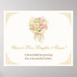 orange pastel bouquet Elegant wedding Poster