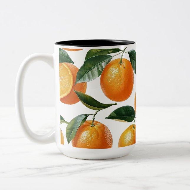 Orange Pattern Zweifarbige Tasse (Links)