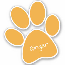Orange Paw Print Custom Cut Vinyl Sticker