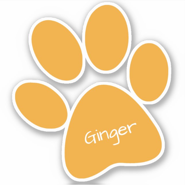 Orange Paw Print Custom Cut Vinyl Sticker (Vorderseite)