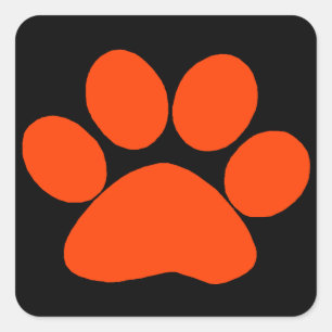 Orange Paw Print Quadratischer Aufkleber