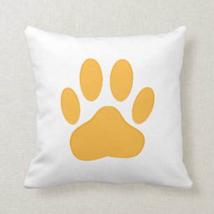 Orange Pawprint Kissen