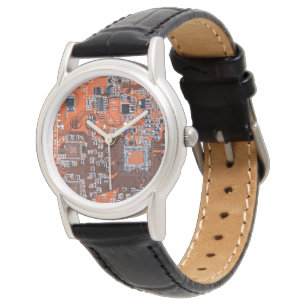 Orange PCB-Schaltungsplatinen-Design für IT-Profis Armbanduhr